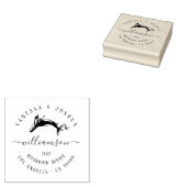 Elegant Marine Whale Getrouwd Paar Retouradres Rubberstempel (Gestempeld)