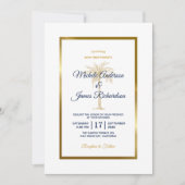 Elegant marine White Gold Palm Tree Modern Wedding Kaart (Voorkant)