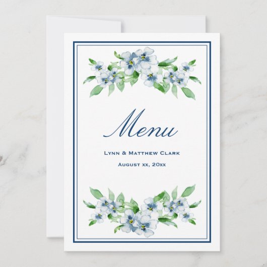 Elegant marine & White Wedding Reception Kaart (Voorkant)