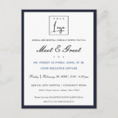 Elegant Marine Wit Uw Logo Workshop Evenement Dine Briefkaart (Voorkant)