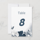 Elegant marine & witte bloemen tafelnummer (Voorkant)