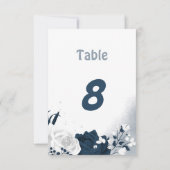 Elegant marine & witte bloemen tafelnummer (Achterkant)