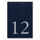 Elegant Marine & Zilver Vallende Sterren Bruiloft Kaart (Achterkant)