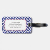 Elegant marineblauw abstract geometrisch bagagelabel (Achterkant horizontaal)