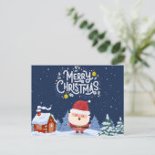 Elegant marineblauw achtergrond met kerstman briefkaart (Staand voorkant)