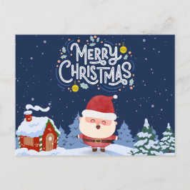 Elegant marineblauw achtergrond met kerstman briefkaart