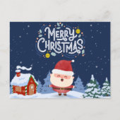 Elegant marineblauw achtergrond met kerstman briefkaart (Voorkant)