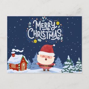 Elegant marineblauw achtergrond met kerstman briefkaart