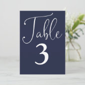 Elegant marineblauw eenvoudig groot tafelnummer (Staand voorkant)