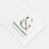 Elegant marineblauw en goudampersand bruiloft servet (Hoek)