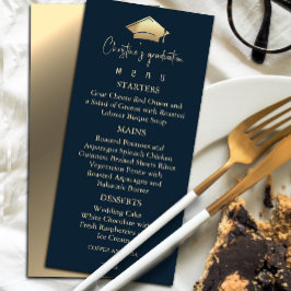 Elegant marineblauw en gouden Afstuderen Menu