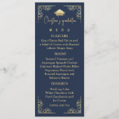 Elegant marineblauw en gouden Afstuderen Menu (Voorkant)