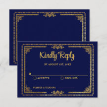 Elegant marineblauw en gouden art deco-huwelijksre