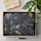 Elegant marineblauw en gouden Roos bloemmotief Tissuepapier (Geschenk)