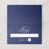 Elegant marineblauw en wit bruiloft plaatskaartje (Buitenkant ongevouwen)