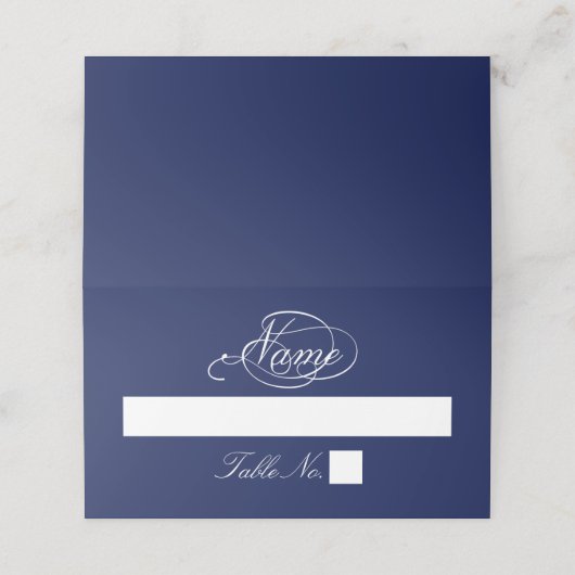 Elegant marineblauw en wit bruiloft plaatskaartje (Buitenkant ongevouwen)