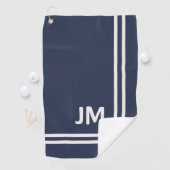 Elegant marineblauw en wit streepjesontwerp golfhanddoek (Insitu)