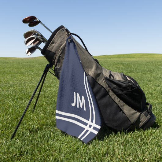 Elegant marineblauw en wit streepjesontwerp golfhanddoek (Groen)