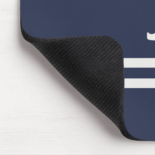 Elegant marineblauw en wit streepjesontwerp muismat (Hoek)