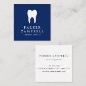 Elegant marineblauw en witte tandtandtandarts tand vierkante visitekaartje (Voorkant / Achterkant)