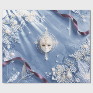 Elegant marineblauw gemaskerd Kerstcadeaupapier Cadeaupapier