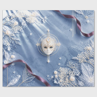Elegant marineblauw gemaskerd Kerstcadeaupapier Cadeaupapier