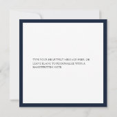 Elegant marineblauw gepersonaliseerd bedankje bedankkaart (Achterkant)