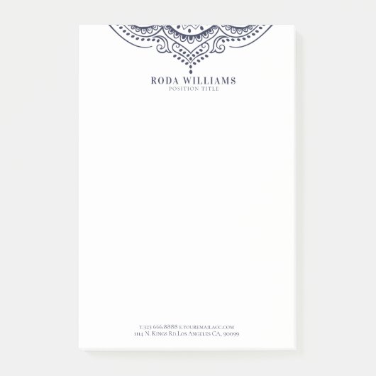 Elegant marineblauw girly paisley kant post-it® notes (Voorkant)