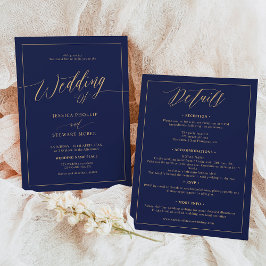 Elegant marineblauw goud alles in één script bruil kaart