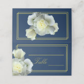 Elegant marineblauw goud wit rose dubbel Lijst Plaatskaartje (Buitenkant ongevouwen)