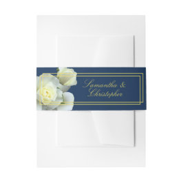 Elegant marineblauw goud wit rose dubbel Lijst Uitnodigingen Wikkel