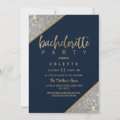 Elegant marineblauw goudglitter Bachelorette Kaart (Voorkant)