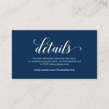 Elegant marineblauw, huwelijksdetails, online RSVP