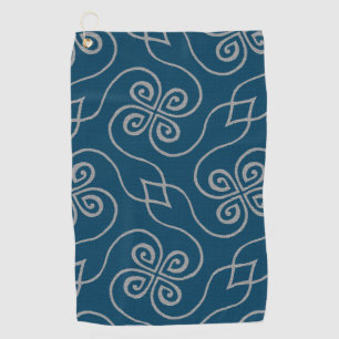 Elegant marineblauw Keltisch klaverpatroon Golfhanddoek