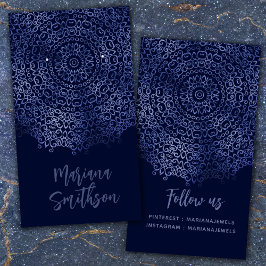 Elegant marineblauw Mandala Kaarten voor oormerken Visitekaartje
