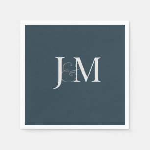 Elegant marineblauw   Monogram papieren servet