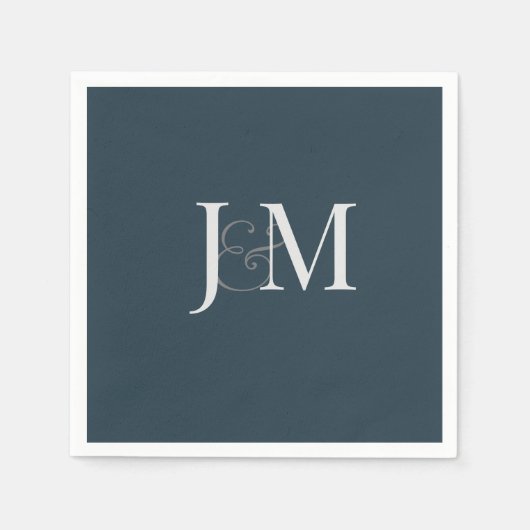 Elegant marineblauw | Monogram papieren servet (Voorkant)