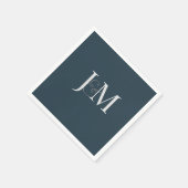 Elegant marineblauw | Monogram papieren servet (Hoek)