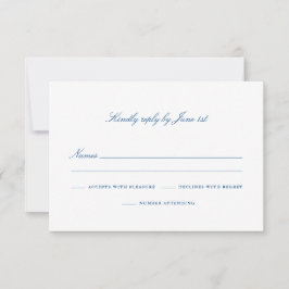 Elegant marineblauw nummer bijwonen RSVP kaartje