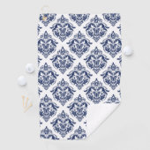 Elegant marineblauw op witte  damast golfhanddoek (Insitu)