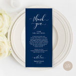Elegant marineblauw, plaatsinstelling bedankpas programmakaart<br><div class="desc">Maak kennis met de perfecte afwerking op je trouwreceptie - onze elegante bruiloft Dank je Kaarten plaatsen, met de kaarttitel "Laten we vieren"! Deze kaarten zijn ontworpen om uw oprechte waardering uit te drukken voor de aanwezigheid van elke gast op uw speciale dag. Dit zijn de ideale manier om uw...</div>