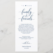 Elegant marineblauw, plaatsinstelling bedankpas programmakaart (Voorkant)