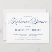 Elegant marineblauw roze repetitief diner kaart (Voorkant)