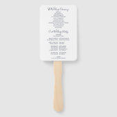 Elegant marineblauw signature schrift trouwprogram handwaaier (Achterkant)