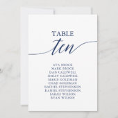 Elegant marineblauw Tabel Nummer 10 Zitkuur Kaart (Voorkant)