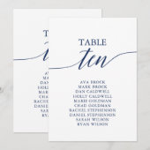 Elegant marineblauw Tabel Nummer 10 Zitkuur Kaart (Voorkant / Achterkant)