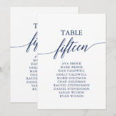 Elegant marineblauw Tabel Nummer 15 Zitkuur Kaart (Voorkant / Achterkant)