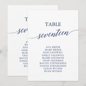 Elegant marineblauw Tabel Nummer 17 Zitkuur Kaart (Voorkant / Achterkant)
