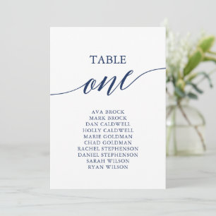 Elegant marineblauw Tabel Nummer 1-zitplaatje Kaart