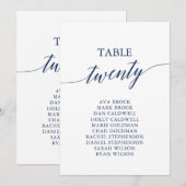 Elegant marineblauw Tabel Nummer 20 Zitkuur Kaart (Voorkant / Achterkant)
